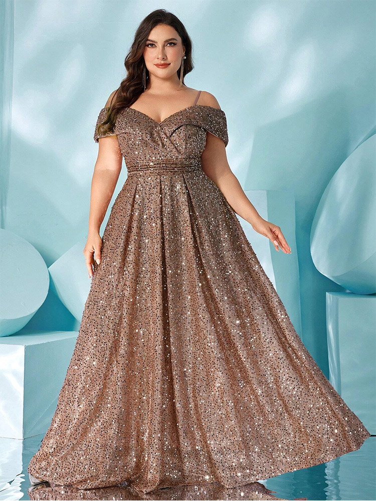 Robe de soirée de mariage, grande taille, épaules dénudées, multicolore, brillante, longueur au sol, grande taille, luxe, 2024