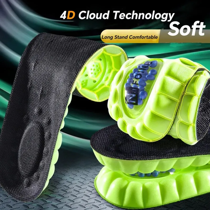 Plantillas deportivas 4D Cloud para zapatos, suela de cojín de aire de PU, desodorante suave con absorción de impacto, plantillas ortopédicas transpirables para correr, 1 par