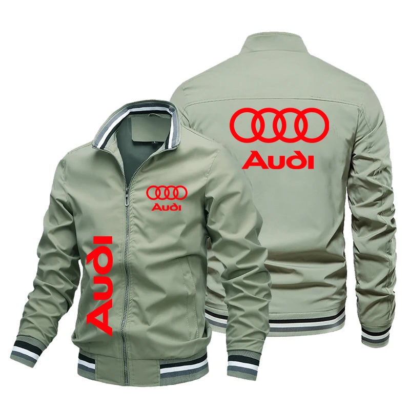 2025 Nieuwe Trendy Herenjas Audi Auto Logo Motorjas Aangepaste Auto Logo Racing Kleden Mannen Audi Kleding Biker Racing jas