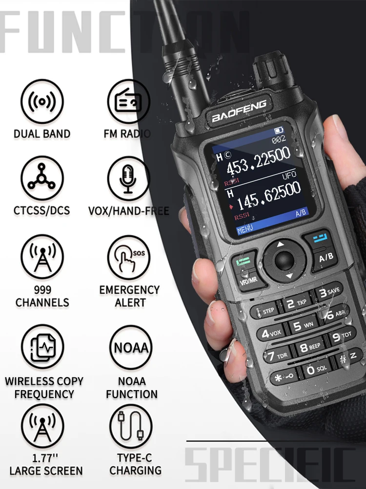 Baofeng UV-21 Pro V2 Walkie Talkie Langstrecken-Funk frequenz Typ-C-Ladegerät Tri-Band leistungs starkes wasserdichtes Funkgerät