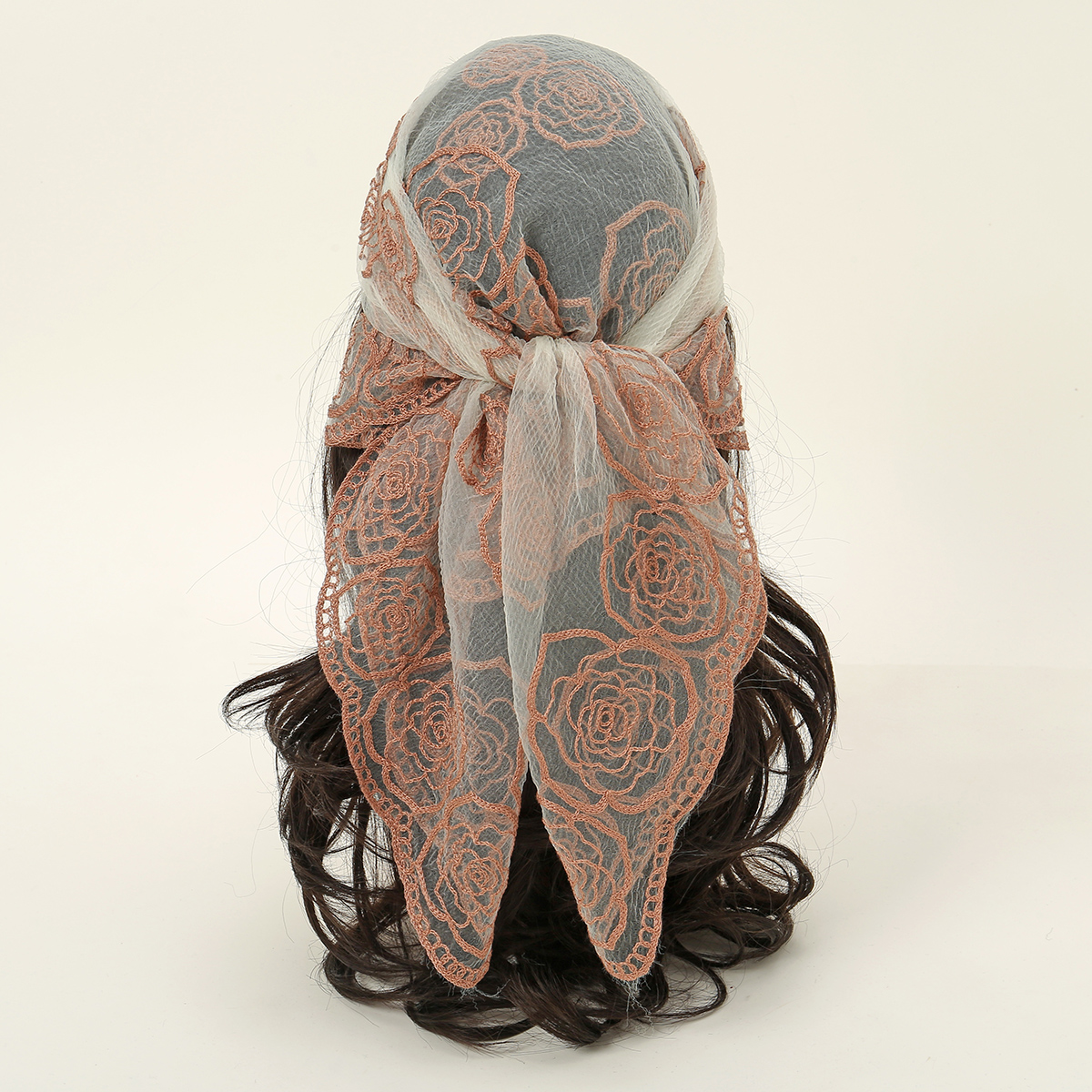 80*80 センチメートルレーススクエアバンダナスタイルロック刺繍花ヘッドバンドネット通気性ヒジャーブスカーフイスラム教徒の女性のベール