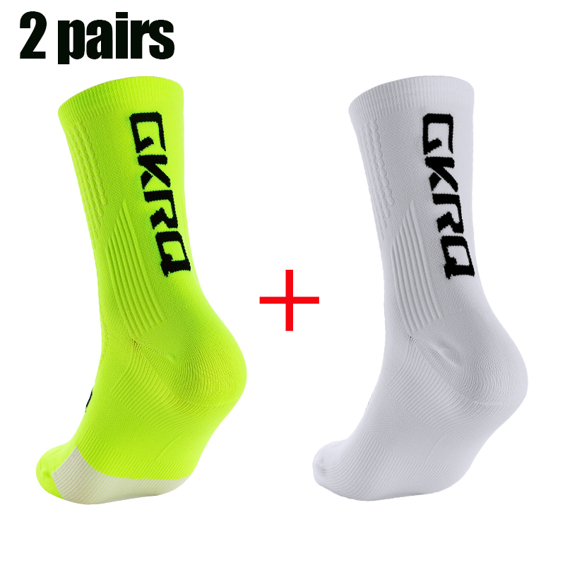 2pairs GKRQ New Cycling Socks Bike Nurse Compression Road Bike Running Mtb Knee-high White Sports Funny Brand Black