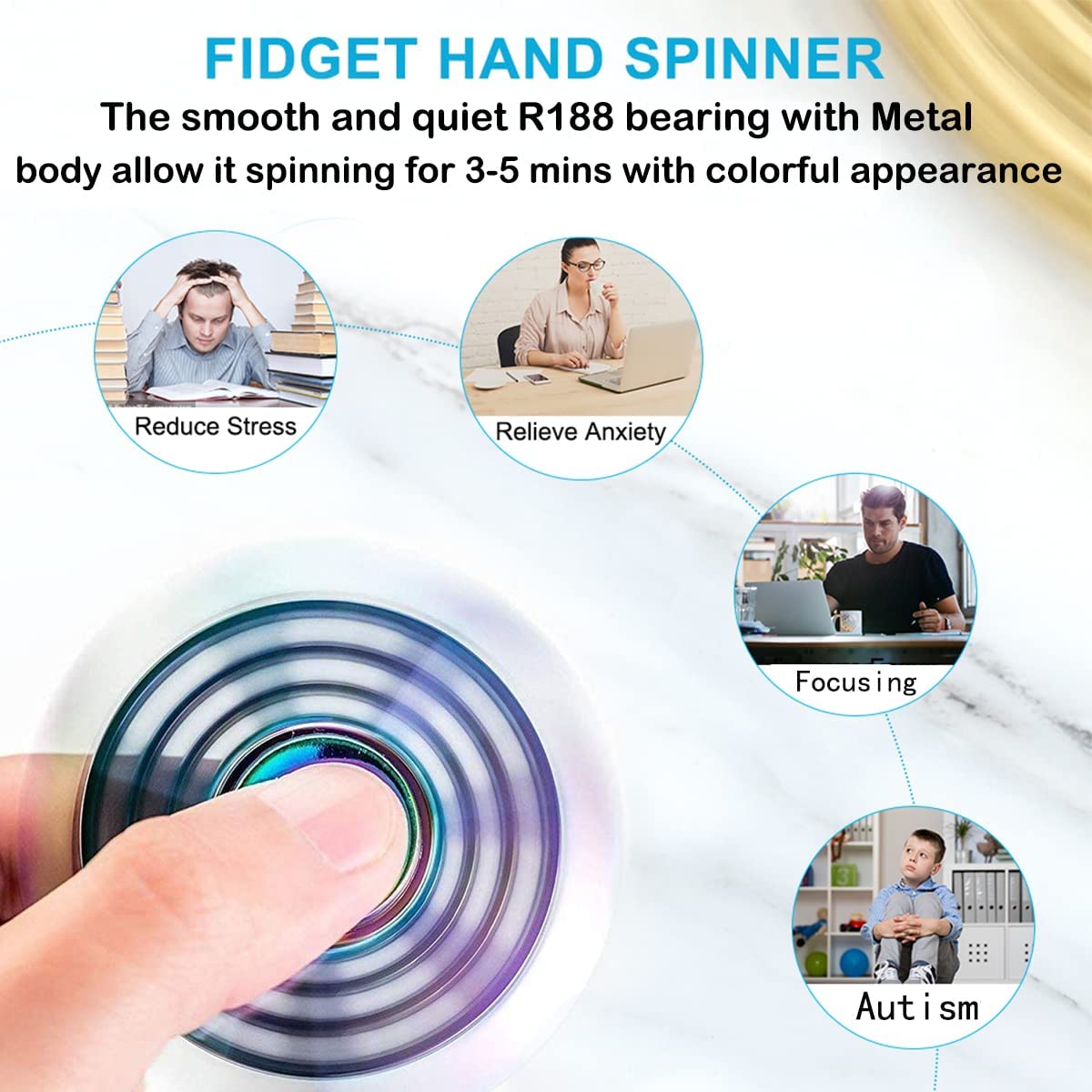 Cầu Vồng Đồ Chơi Con Quay Fidget Spinner Kim Loại UFO Nhỏ Cầm Tay Ngón Tay Con Quay Quà Tặng Cho Trẻ Em Người Lớn Quay Đầu Tập Trung Để Bàn Đầu Ngón Tay