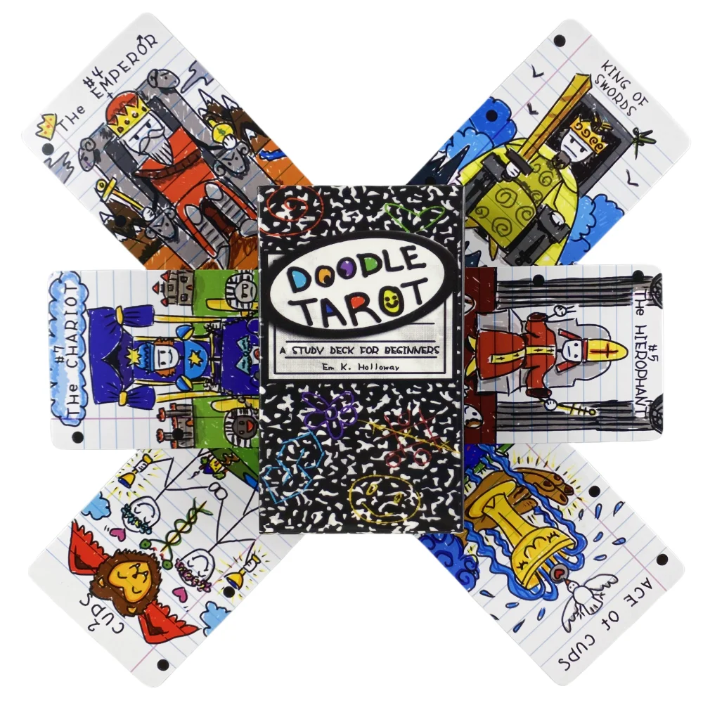 ไพ่ทาโรต์แม่มดในชีวิตประจำวันเกมกระดานภาษาอังกฤษ Oracle การผจญภัย Time Doodle ศิลปะแบบอะนิเมะคำแนะนำการทำนายโชคชะตาสำหรับปาร์ตี้