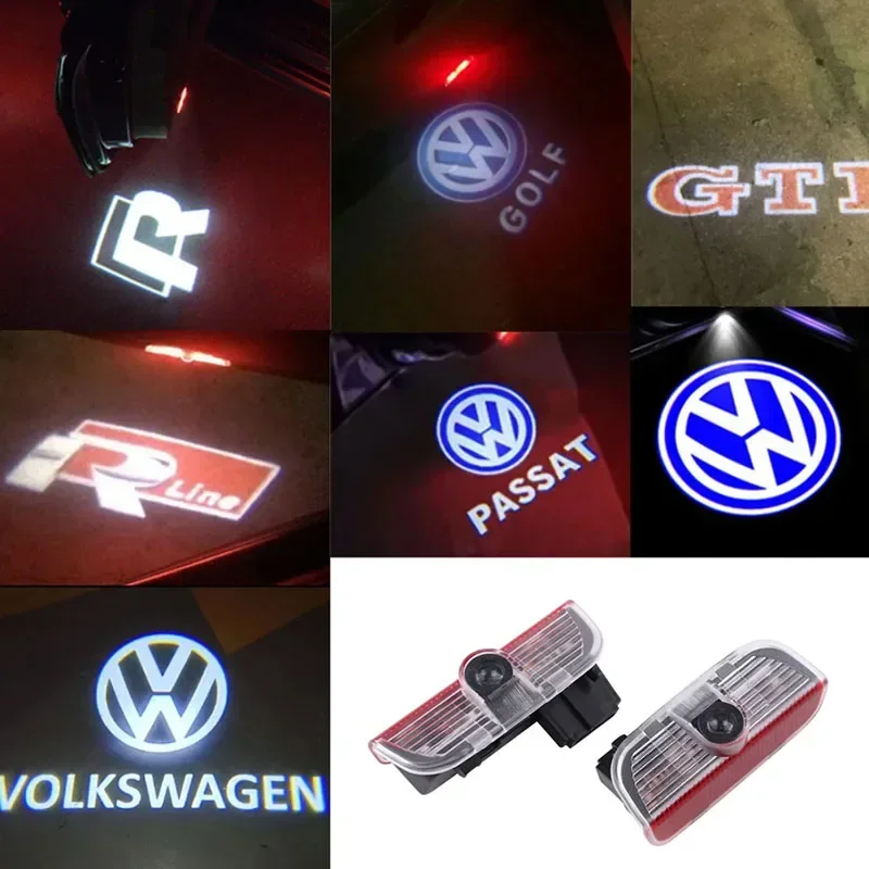 Luz LED decorativa para puerta de coche, lámpara de proyector de bienvenida para VW Passat B6 B7 Sharan CC Golf 5 6 7 Jetta Scirocco 3 Tiguan EOS, 2 uds.