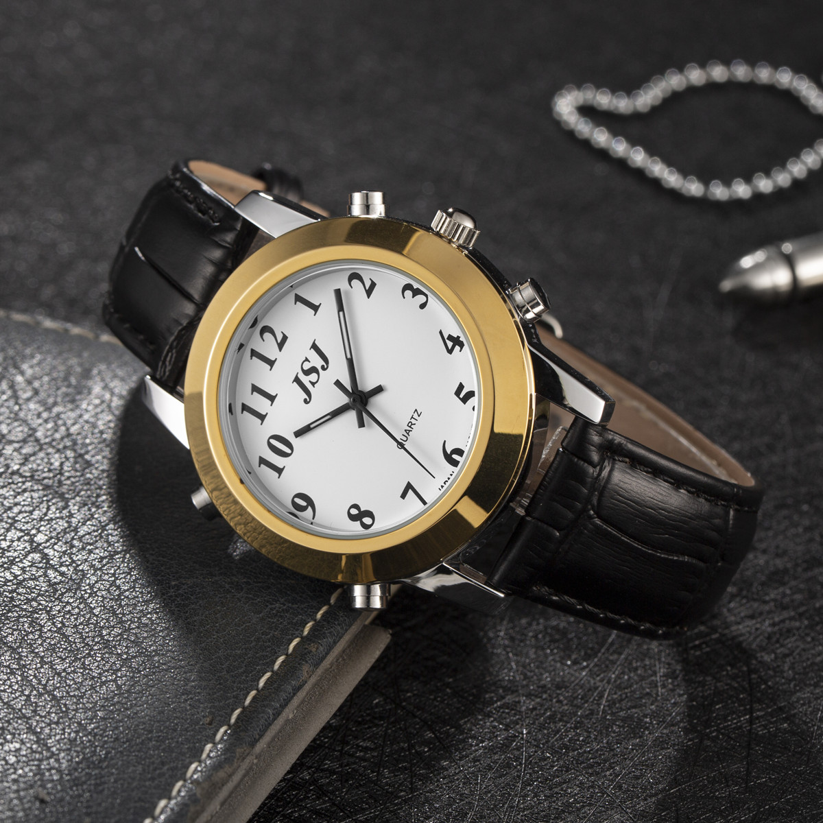 Relógio falante francês para cegos e idosos, pessoas visualmente imprevistas