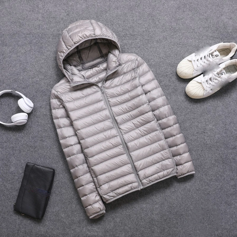 Männer ultraleichte dünne Daunen jacke Herbst Winter schlanke kurze Kapuze warm weiße Enten Daunen mantel Herren Oberbekleidung Ropa de Hombre Mäntel