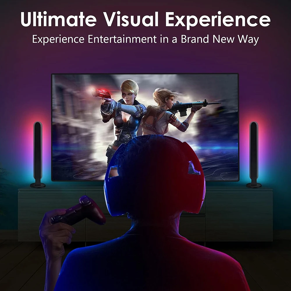 Striscia LED intelligente da 1/2 confezioni con telecomando per camera, giochi, TV e decorazioni per feste - Sincronizzazione con musica, lampada da scrivania RGB