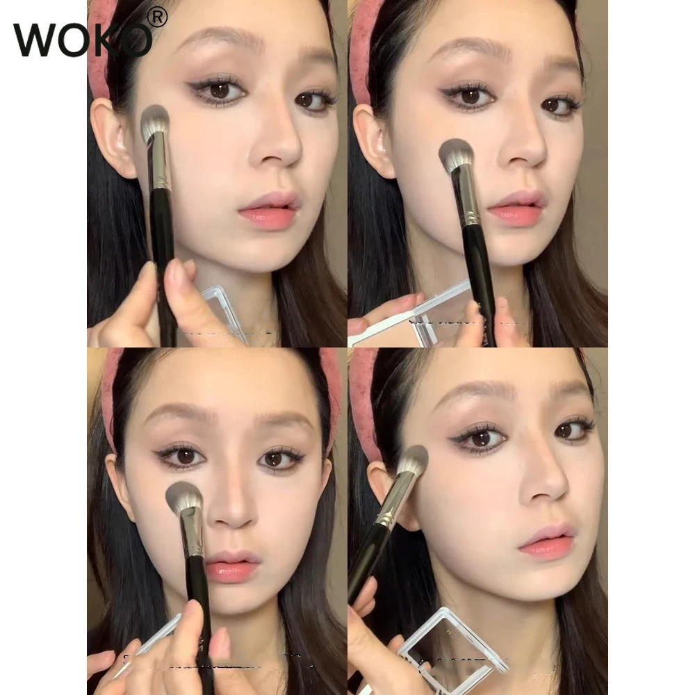 Brocha para colorete con forma de corazón de melocotón, colorete en polvo, crema, colorete líquido, brochas de maquillaje planas, pequeñas y precisas, herramientas de maquillaje