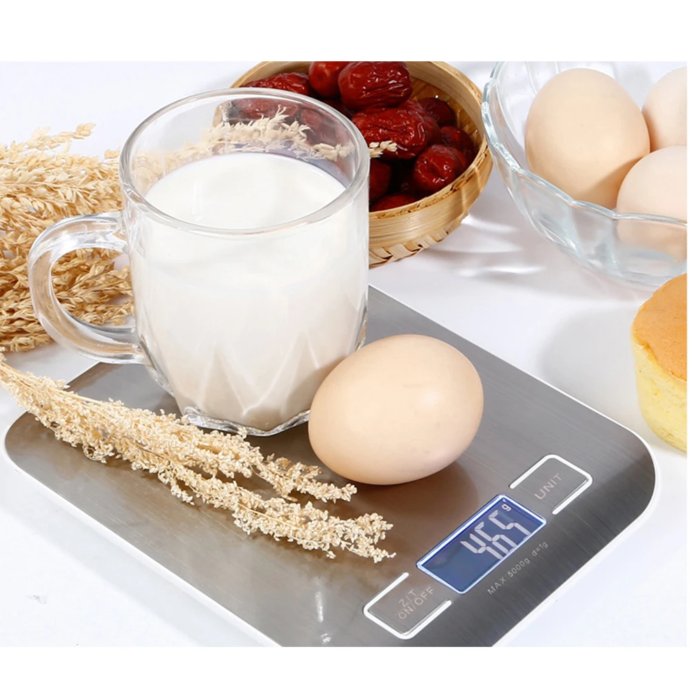 Digital Kitchen Scale LED Display 5kg/1g Stainless Steel Panel Electronic Scales Home Jewelry Food Snacks Weighing Baking Tools