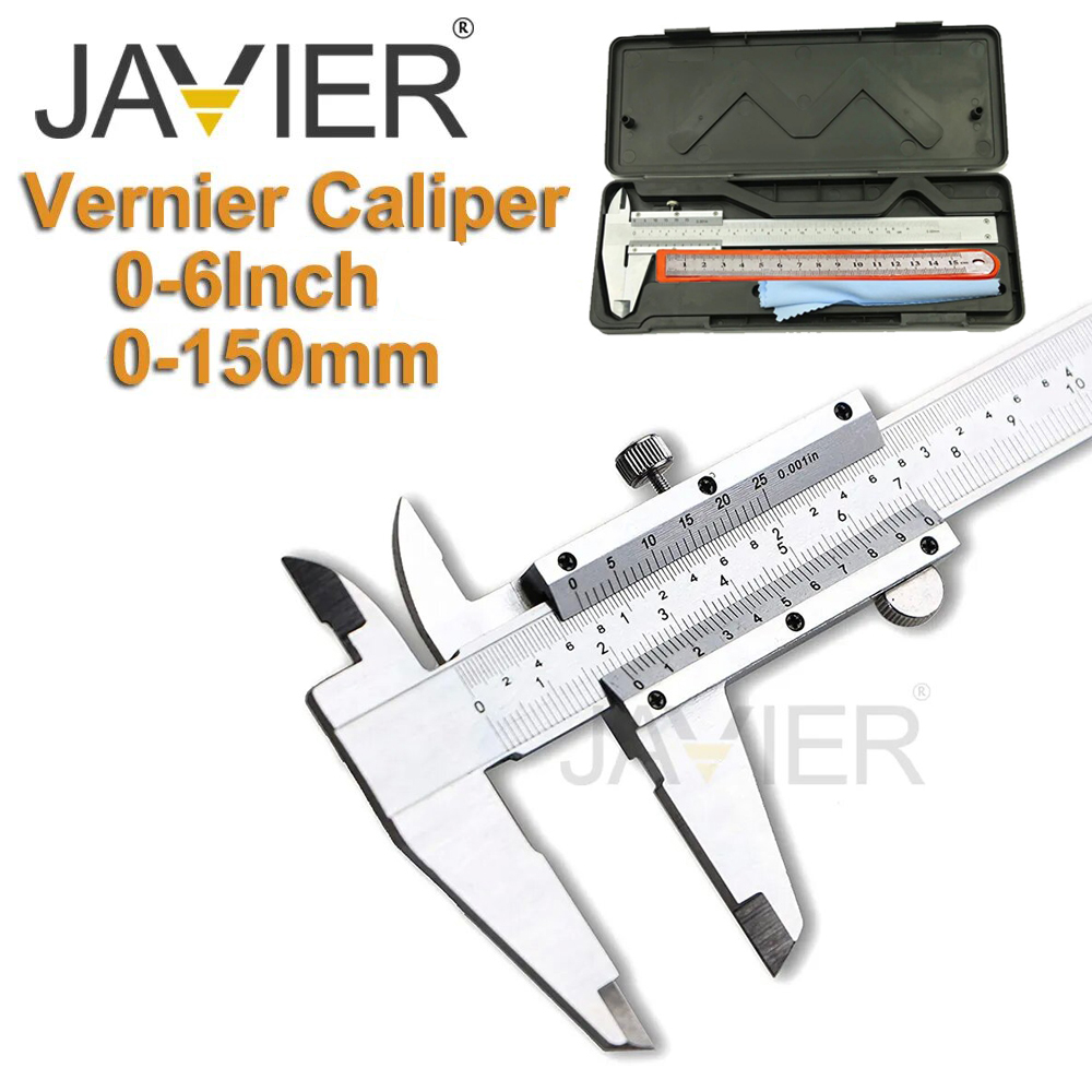 Pinça Vernier em aço inoxidável de alta precisão, pinça deslizante durável, pinça manual, ferramenta de medição, 0,02mm, 0,001 ", 0-6", 0-150mm