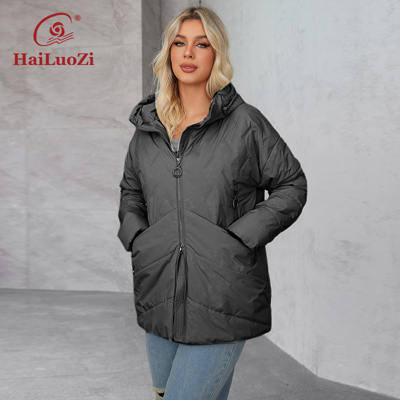 Hailuozi 2024 neue Plus Size Damen Kapuzen jacke Slash Taschen geste ppte Damen jacke klassisches Design Damen Freizeit jacke 5529