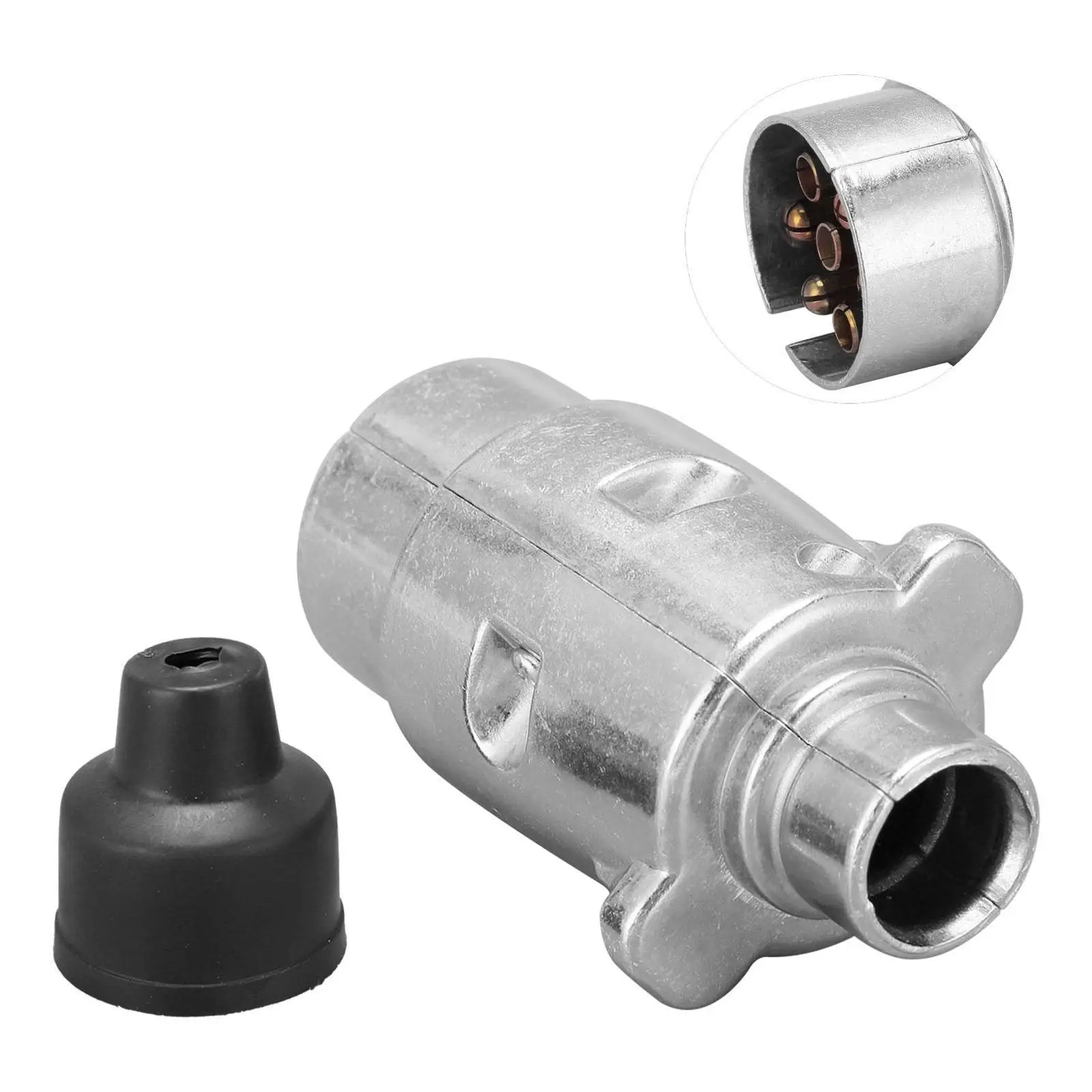 Adaptador de remolque de coche, enchufe macho plano de 7 pines a enchufe hembra redondo grande de 7 pines, Universal para autocaravana, accesorios de coche