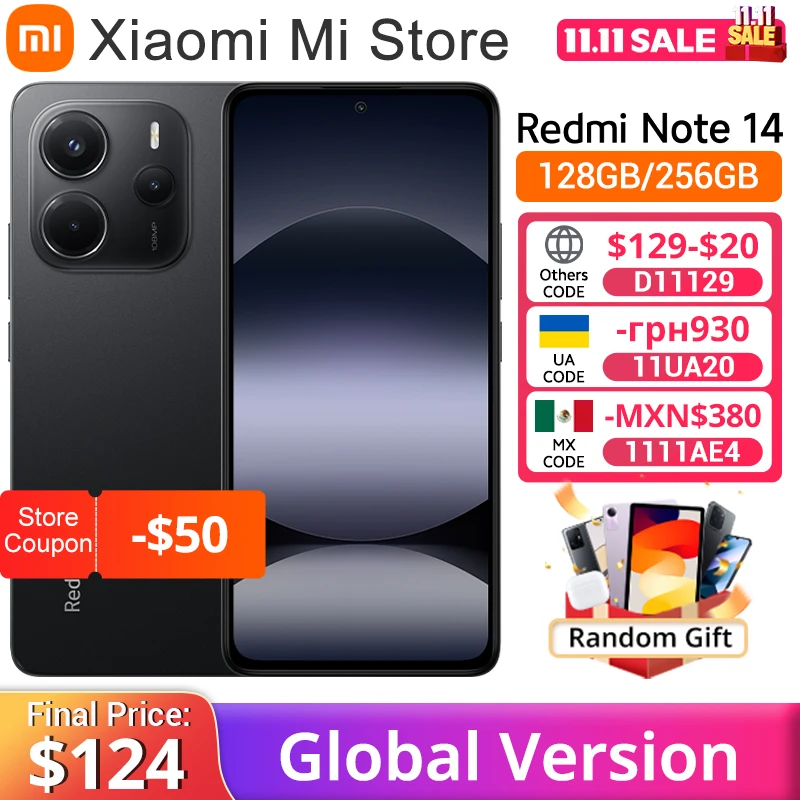 【World Premiere】Global Version Xiaomi Redmi Note 14 MediaTek Helio G99-Ultra 108MP AI 5500mAh 6.67" AMOLED 120Hz Display