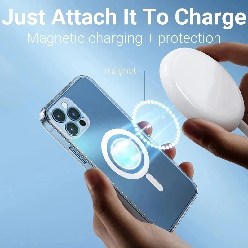 Magnetic Original MagsafingสําหรับiPhone 13 15 12 11 14 16 Pro Max Mini X XS XR Plus SEซิลิโคนอะคริลิคสําหรับMagsafe Cover