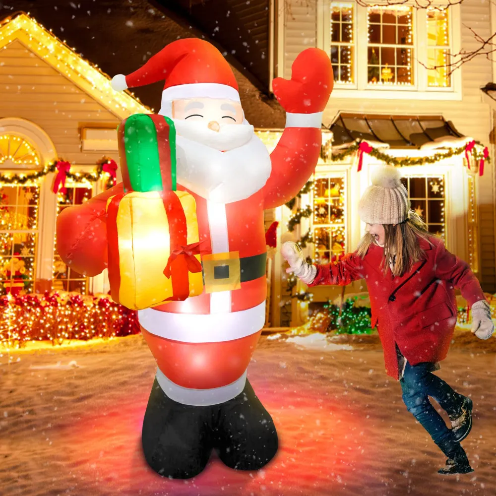 Decorazione esterna di Babbo Natale gonfiabile di Natale da 1,5 m/5 piedi per cortile, decorazioni per feste di vacanza resistenti alle intemperie per prato da giardino