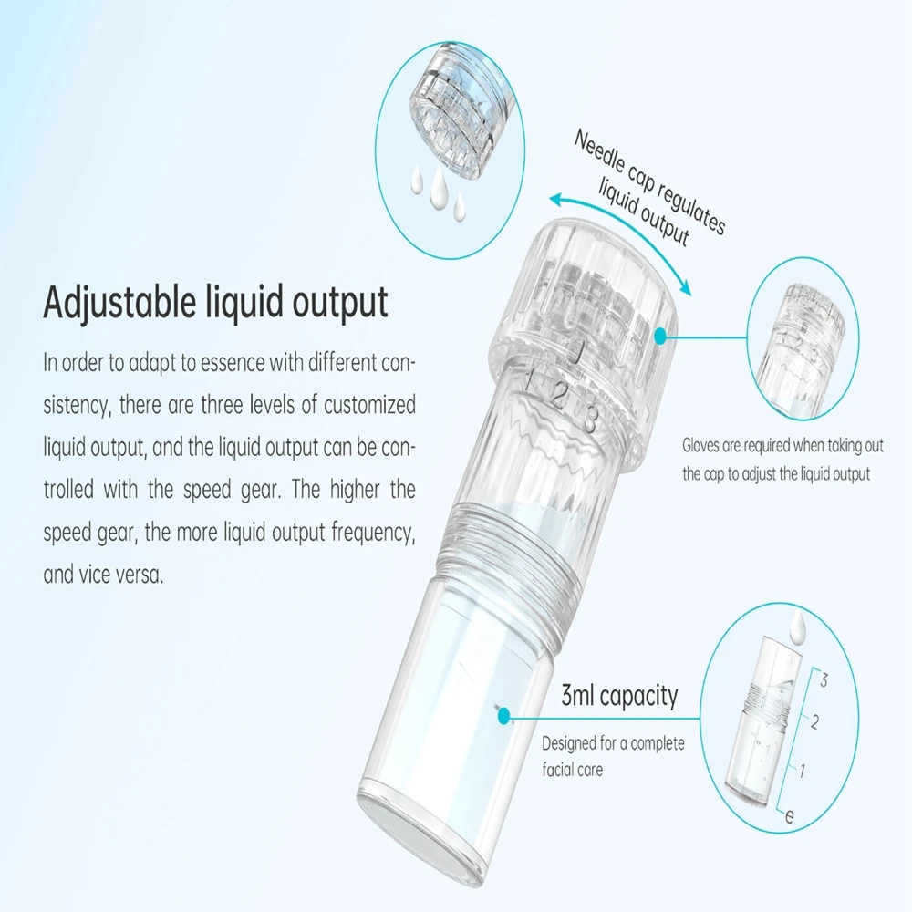 10 Stück Hydra.Pen H3 Nadelkartuschen H12 H24 H36 Nano HS Nano-HR Einstellbarer Flüssigkeitsabgabe 3 ml Serumapplikator Dermapen Derma