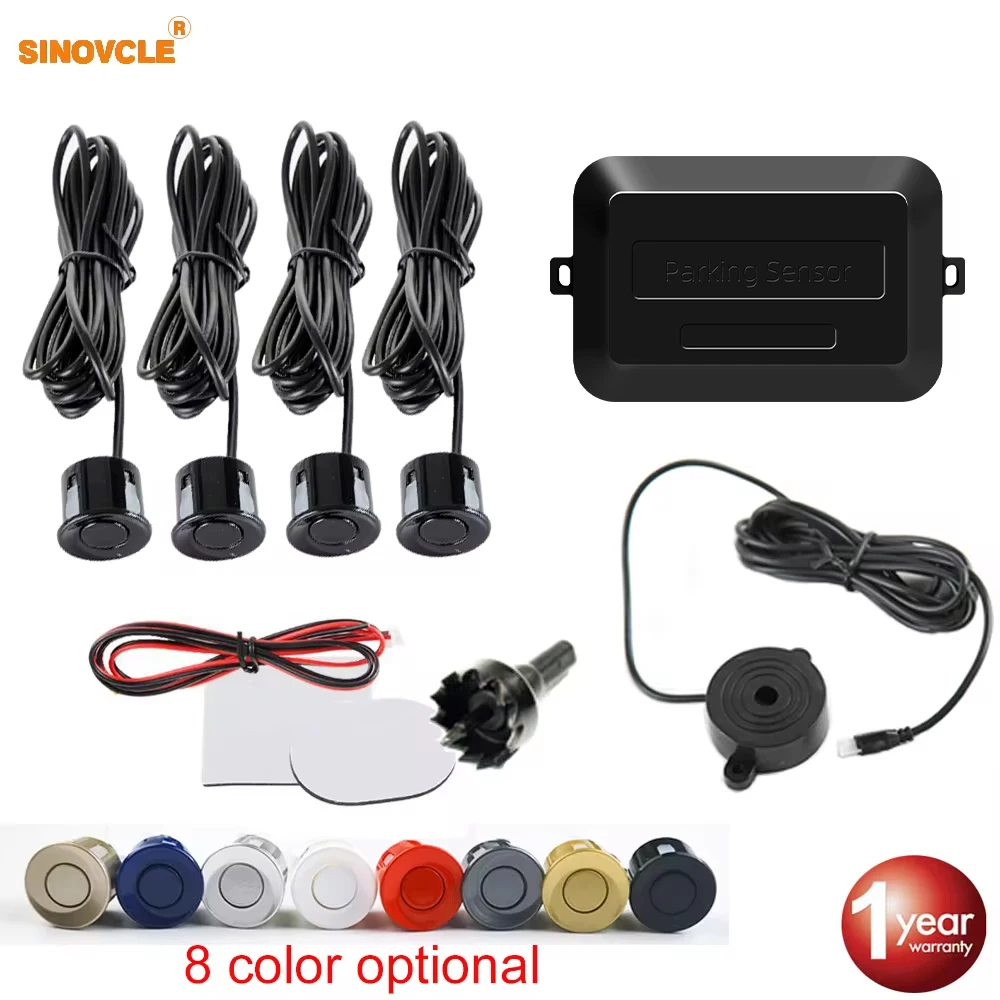 Sinovcle Parksensor Parktronic 4 Sensoren 22 mm mit Summer Reverse Backup Radar Summer System 8 Farben 12 V