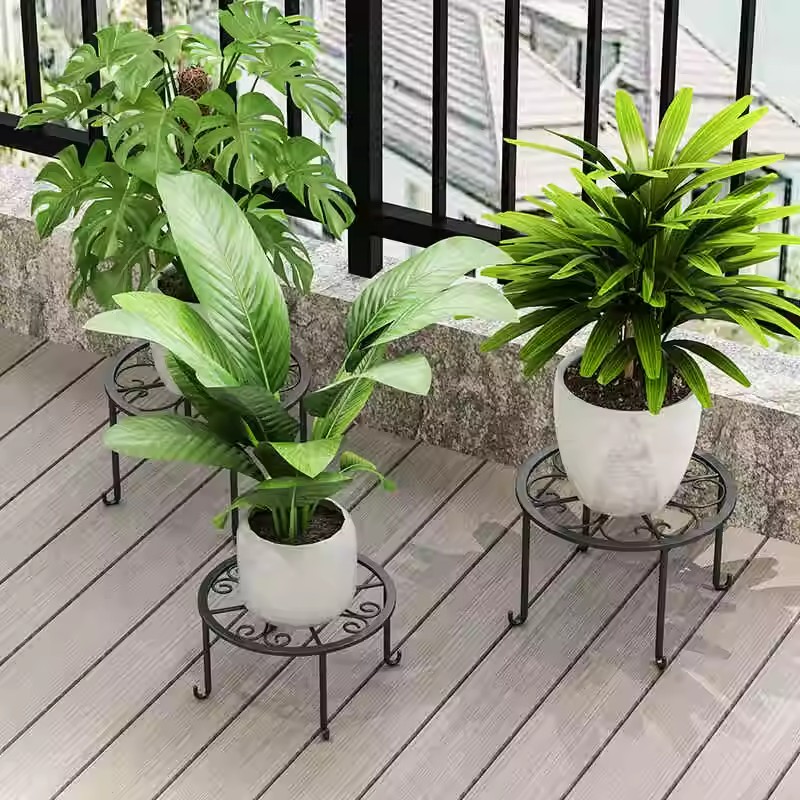 Suporte de metal para plantas, base para vaso de flores, banco para casa, jardim, interior e externo, exibição de plantas, suporte independente para bonsai
