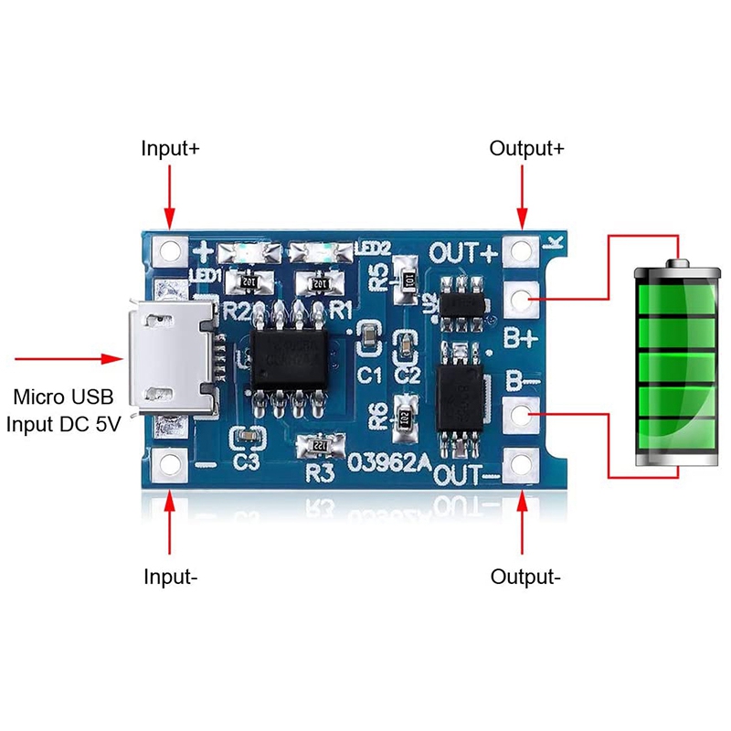 6 Chiếc TP4056 Sạc Module Bảo Vệ Pin 18650 BMS 5V Micro-USB 1A Sạc Ban Cho 18650