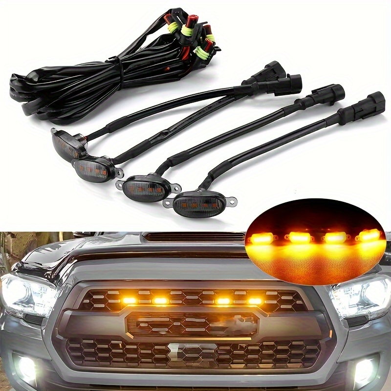 Lumières universelles de calandre avant de voiture à LED, feu de gril blanc ambre fumé, couvercle de pare-chocs avant, lampe pour coffre tout-terrain, éclairage à LED SUV
