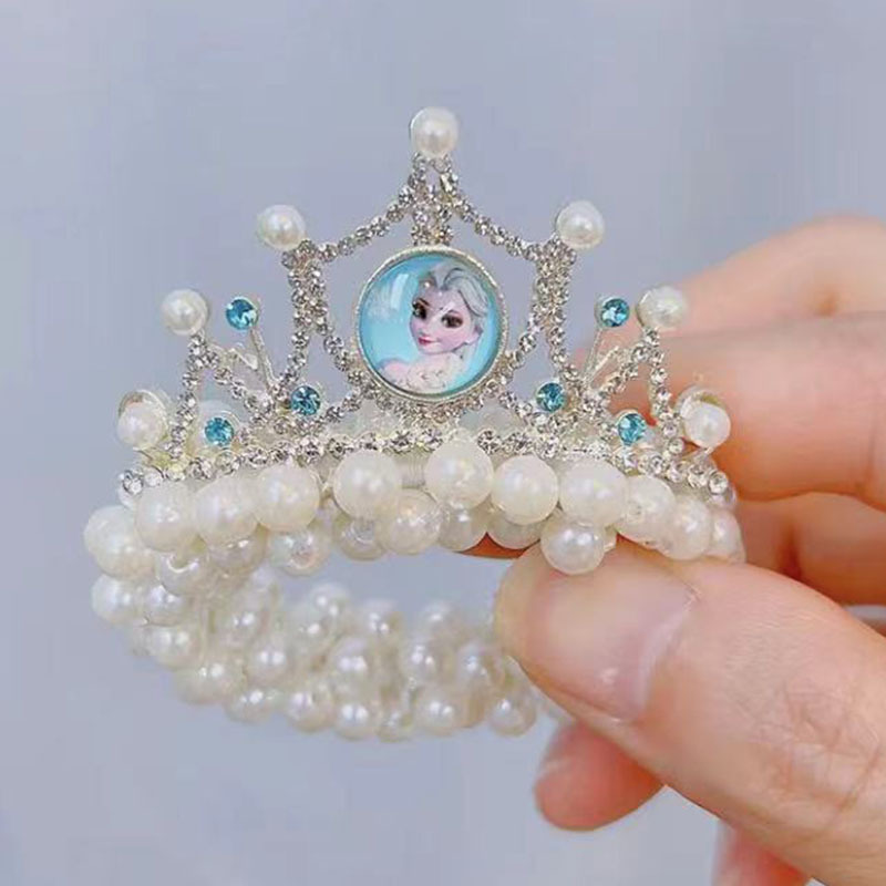 1PCS Neue Mode Perle Krone Prinzessin Nette Kinder Elastische Kinder Krawatten Mädchen Haar Zubehör Baby Kopfbedeckungen