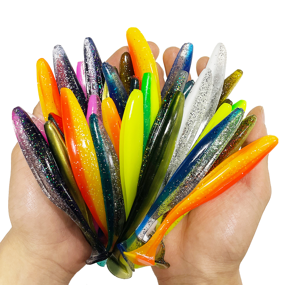 1-100 stücke T Schwanz 70mm 90mm 120mm Shad Wurm Weichen Köder Künstliche Köder Swimbait köder Wobbler Weiche Köder Silikon Angeln Sport