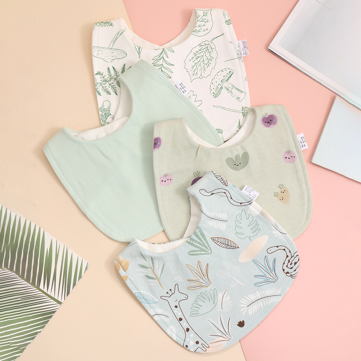 Bavoirs réglables en coton doux pour bébé, 4 pièces, bavoirs pour nouveau-né, Bandana, écharpe pour enfants, garçons et filles, serviette d'alimentation pour salive