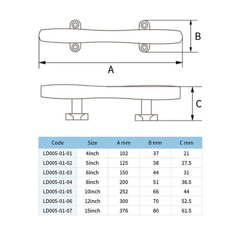 Alça de garra para barco, 4-15 polegadas, base oca, grampo para iate marinho, alta qualidade, aço inoxidável 316, acessórios para barco e iate marinho