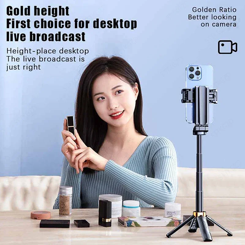 Super Mini Selfie Stick Supporto per telefono portatile Aiuto per il tiro Design integrato versatile Telecomando Bluetooth per trasmissione in diretta