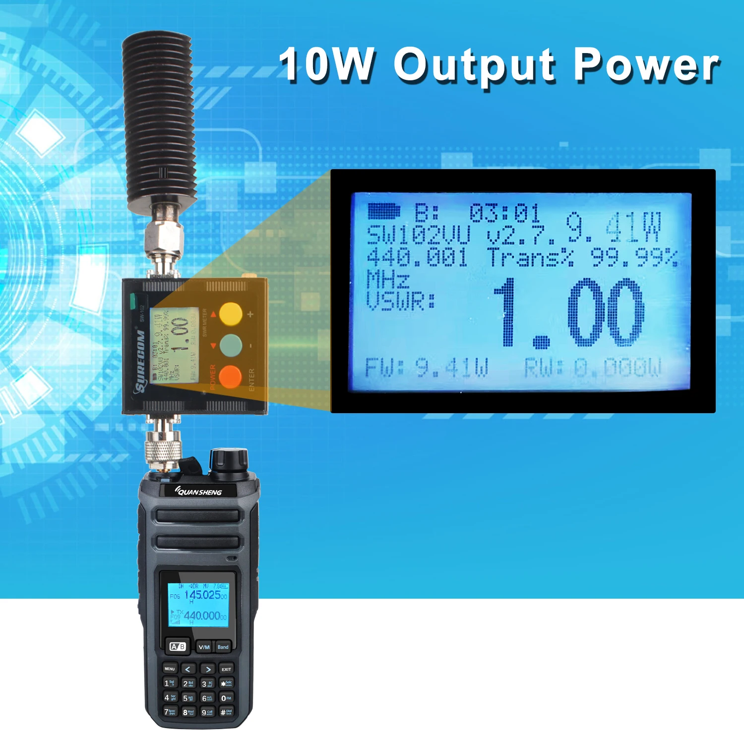 Quansheng TK11(5) Taiko Kong 10W 0.153-1160MHz Short Wave AM/SSB/FM Dual Receiving MW SW 999Ch Scrambler FM Walkie Talkie