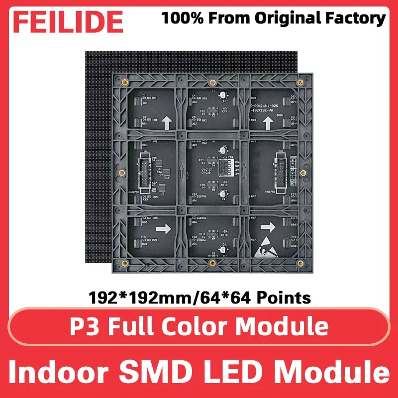 Pantalla LED a todo Color P3 SMD, módulo RGB HUB75, señal Digital LED, pared de vídeo LED interior, placa de unidad de pantalla grande 192*192mm
