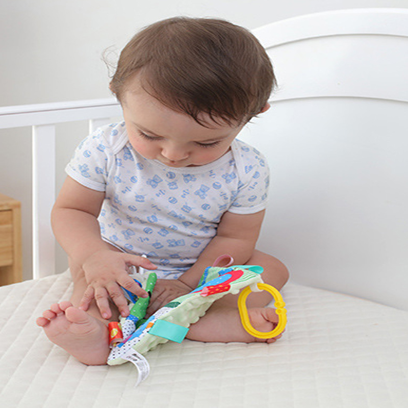 신생아 봉제 부드러운 진정 타올 수면 유모차 딸랑이 걸이 장난감, 만화 동물 담요 교육 장난감, 0-2