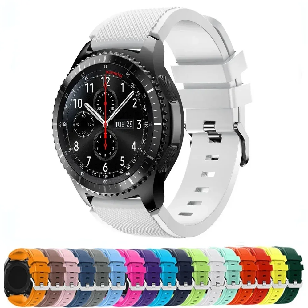 Pulseira de silicone de 20mm 22mm para samsung galaxy watch 5/6/4/3/46mm/active 2/gear s3 frontier/sport huawei gt 4/3/2/2e