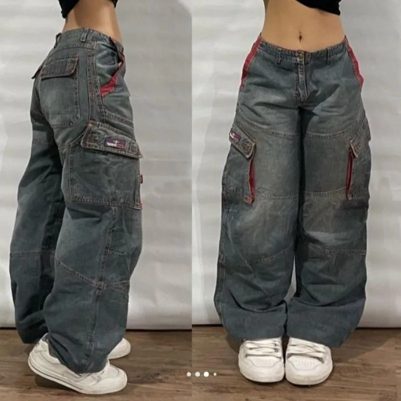 女性用ハイウエストバギージーンズ,カーゴパンツ,ヴィンテージマルチポケットストリートウェア,新しい原宿ゴシックパンツ,y2kファッション