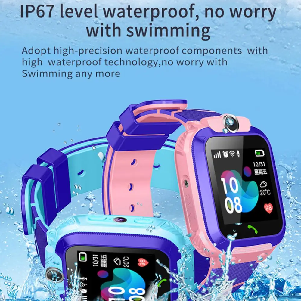 Q12B เด็กสมาร์ทวอท์ช Android ใส่การ์ด2G กันน้ำระยะไกลเครื่องหาตำแหน่งกล้อง Call Anti-Lost Smart Wristba