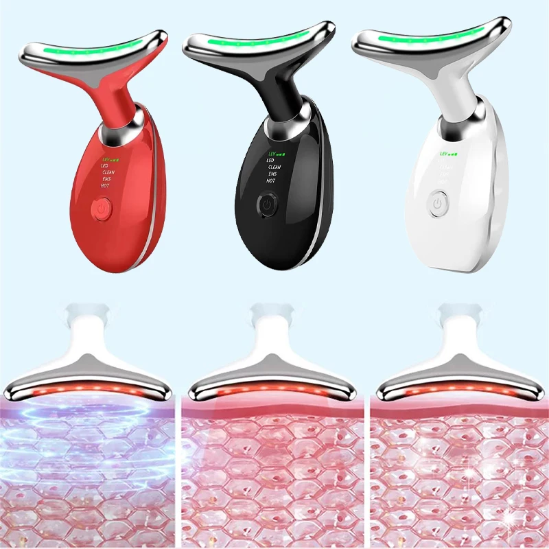 Neck Massager Facial Lift Three Light Modes Electric Skin Tightening Device LED Beauty Instrument