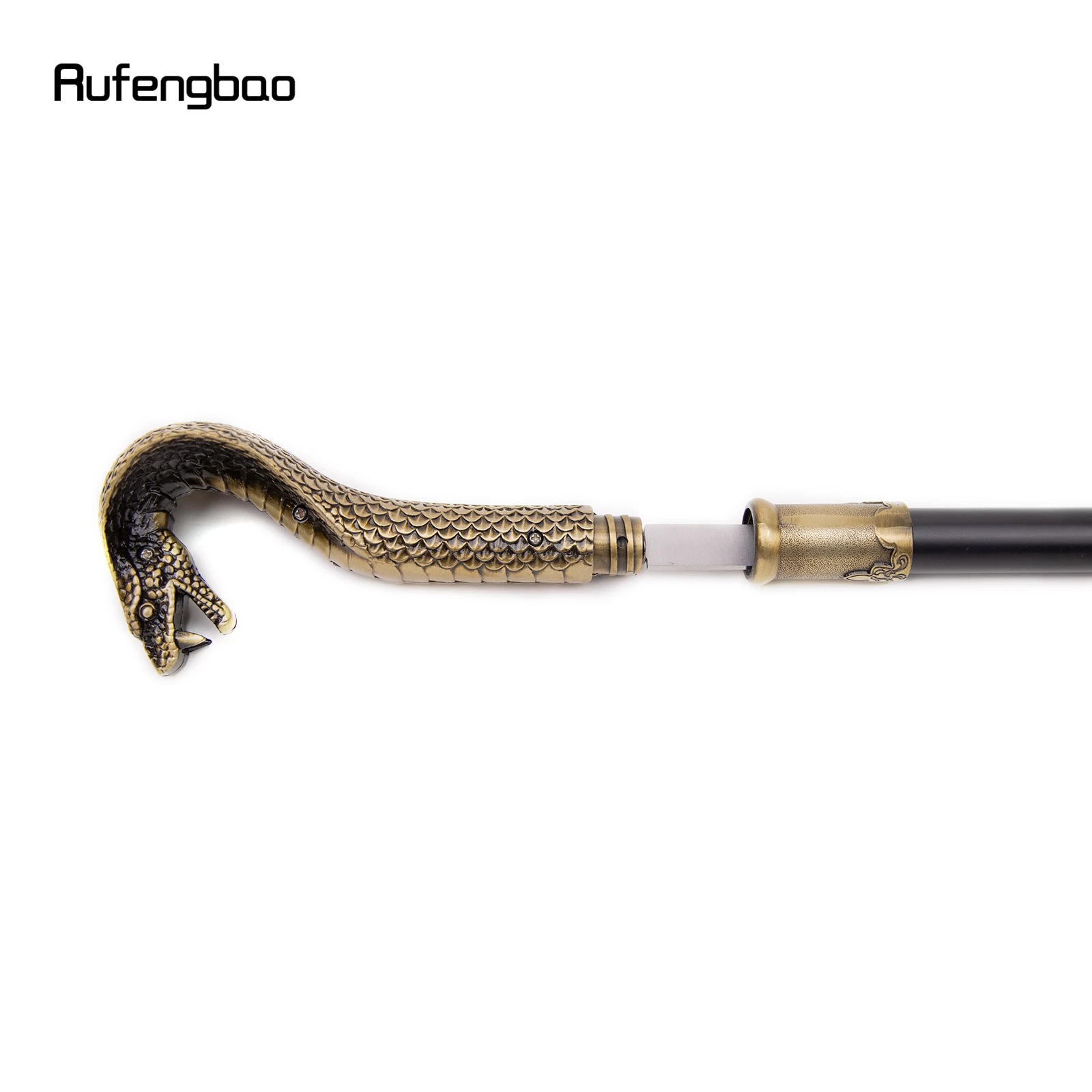 Luxus-Gehstock mit Schlangengriff aus Bronze und versteckter Platte, Selbstverteidigung, modische Gehstockplatte, Cosplay, Crosier-Stick, 93 cm