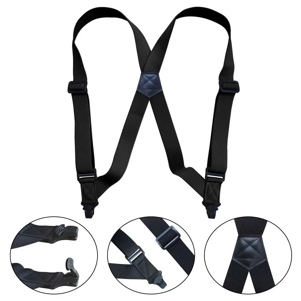 Clip lateral de plástico ajustable para hombre, tirantes elásticos en forma de X, tirantes de 3,8 cm de ancho, 2 Clips