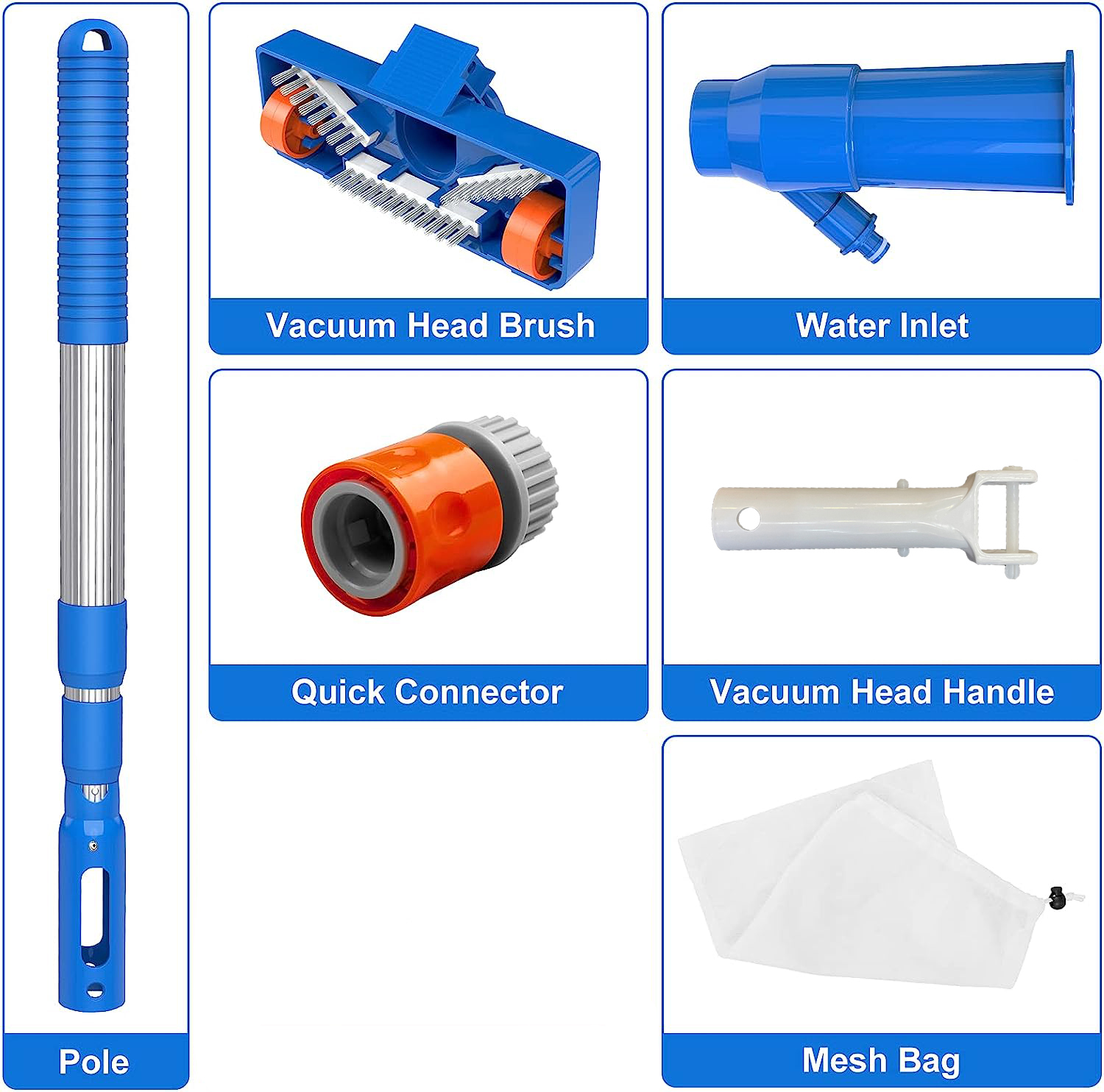 Upgrade 40" Portable Pool Vacuum Cleaner,Pool Underwater Vacuum Jet Cleaner w/Brush