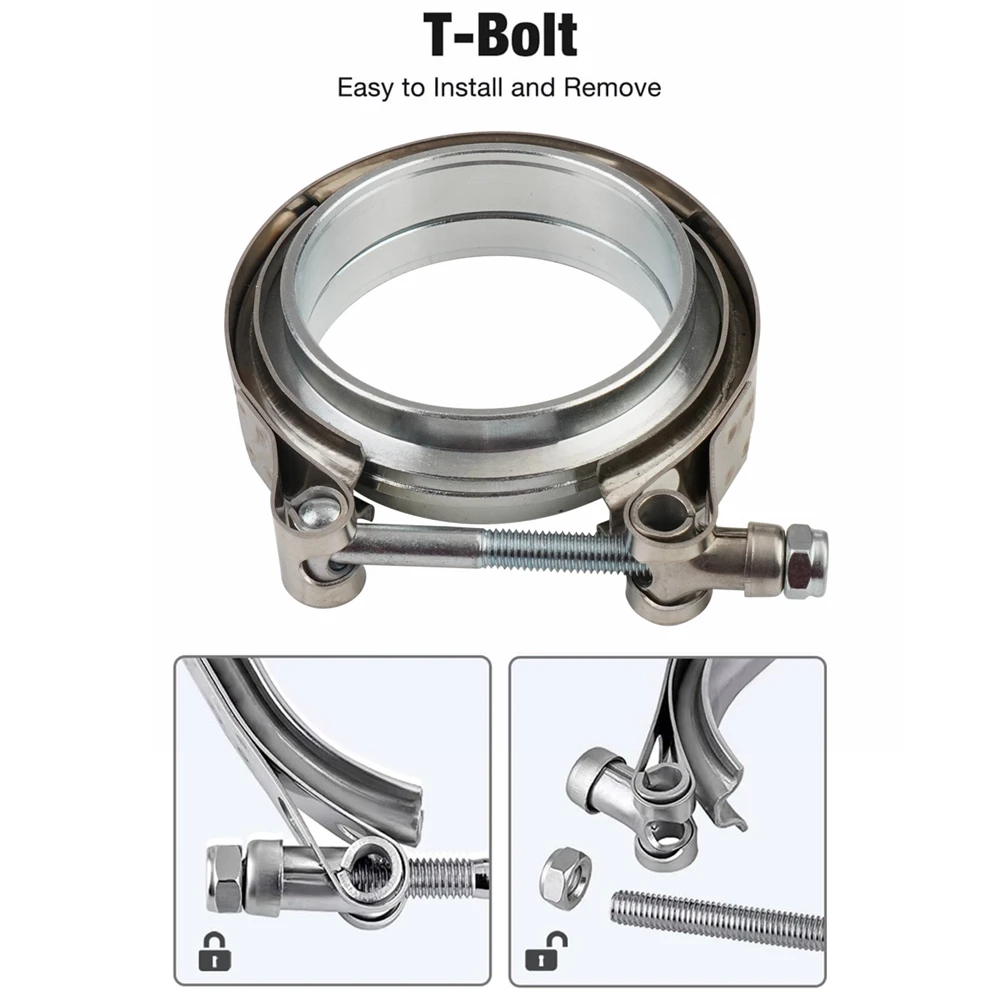 2" 2,5" 3" 3,5" 4" V-Band-Klemme mit Flansch, männlich, weiblich, Edelstahl, passend für Abgasanlage, Turbolader, Fallrohr, Schalldämpfer