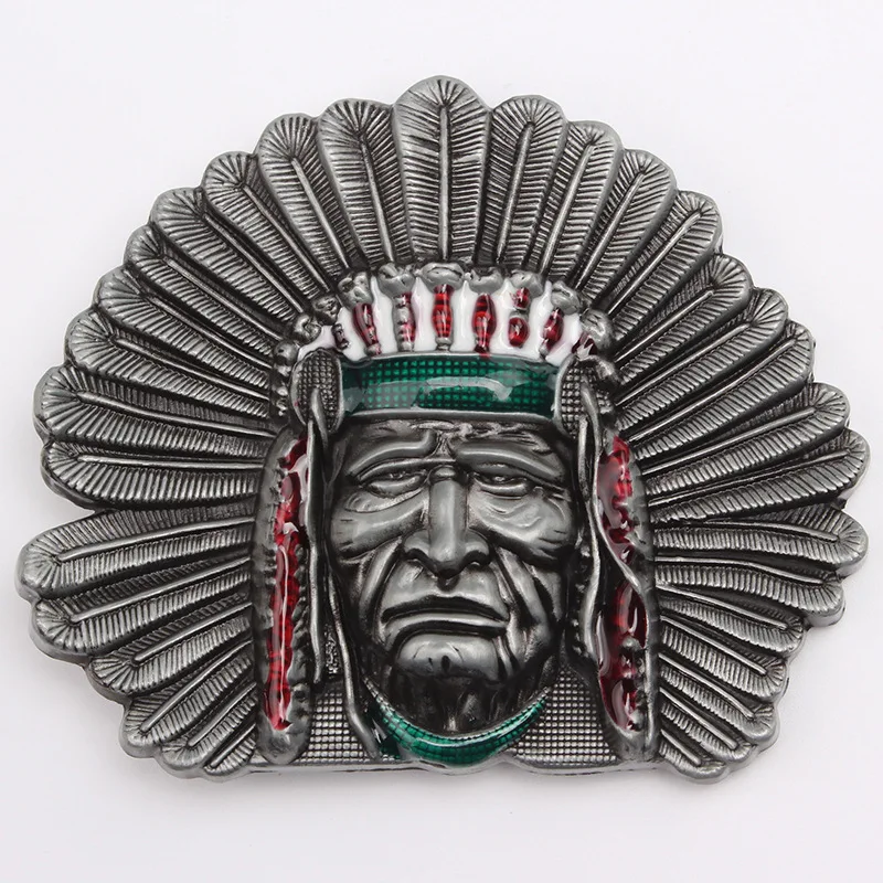 Hebilla de cinturón con cabeza de jefe Tribal indio, accesorios DIY, estilo vaquero occidental, hebilla de cinturón suave, estilo Punk Rock K3