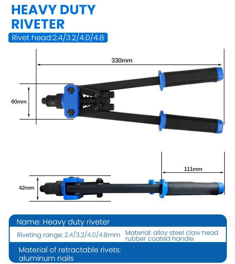 Riveter ชุด 420 มม.มือเดียวตาบอด Rivet ปืนจมูกชิ้นคู่มือโลดโผน Riveter เครื่องมือเครื่องมือ DIY Rivets NUT เครื่องมือยานยนต์