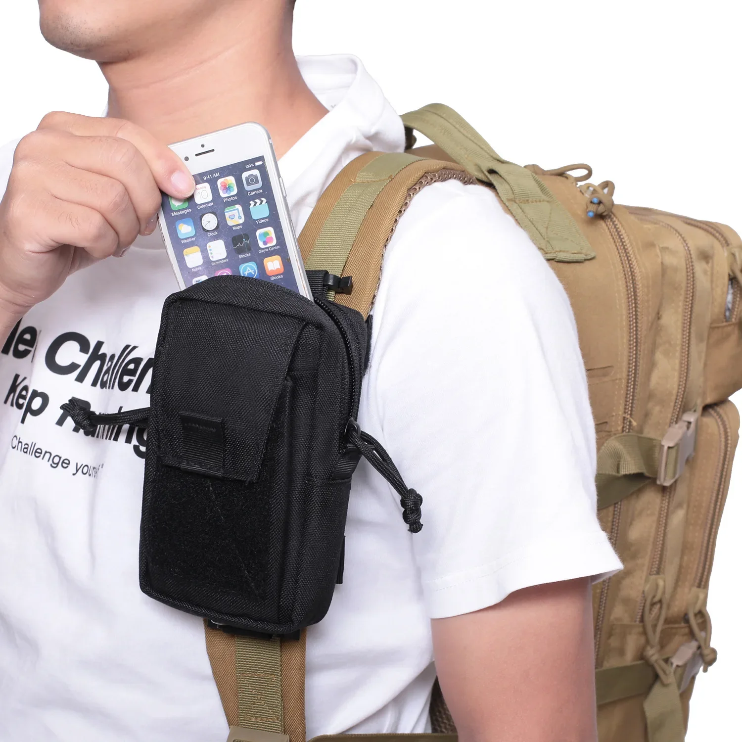 Molle mochila alça saco titular do telefone esportes ao ar livre correndo acampamento caminhadas caça acessórios organizador edc ferramenta cintura bolsa