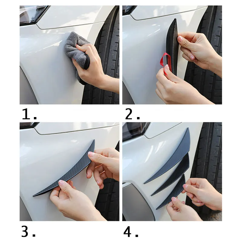 4/6 個フロントバンパーリップ装飾ディフューザースプリッターフィンボディスポイラーカナード自動修正カナード外装部品ユニバーサル