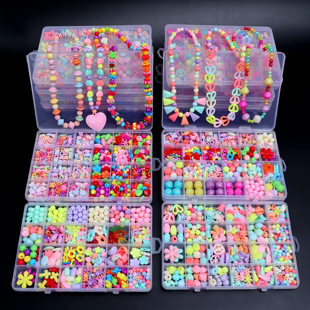 500 stücke DIY Handgemachte Perlen kinder Spielzeug Kreative Lose Spacer Perlen Handwerk Machen Armband Halskette Schmuck Kit Mädchen Spielzeug geschenk