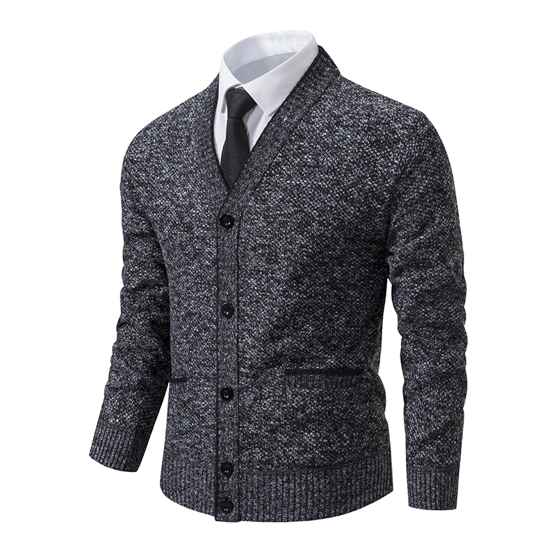 Cardigan de malha masculino casual com decote em V outono e inverno novo casaco suéter