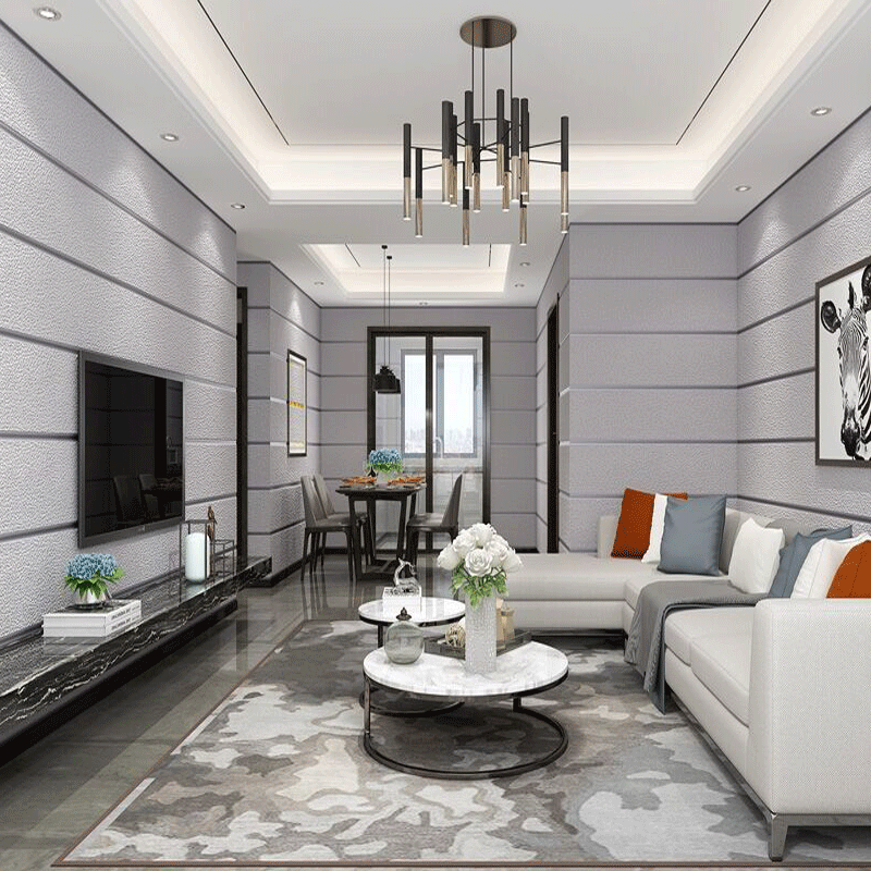 9.5 メートルロール現代鹿革ベルベット壁紙不織布 3D ストライプリビングルーム寝室テレビの背景の壁のステッカー טפט לקיר