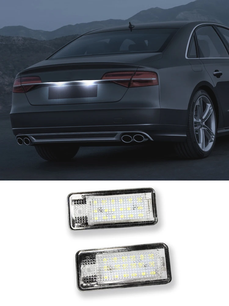 Luz LED para matrícula Audi, 2 uds., A3, A4, S4, RS4, B6, B7, A6, RS6, S6, C6, S5, Q7, A8, S8, Avant Canbus, lámpara para matrícula sin errores