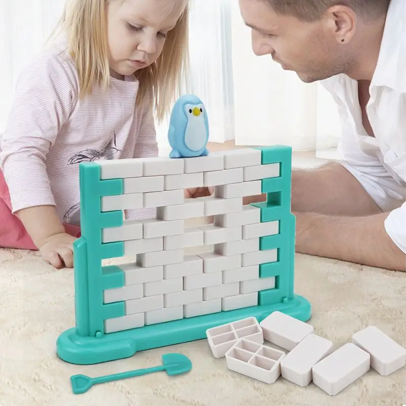 Mini diversão crianças salvar pinguim disjuntor de gelo armadilha brinquedos jogo de tabuleiro interno parte da família pai-filho blocos de equilíbrio interativos presentes